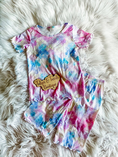 Girls ribbed pajama set with paste tie-dye - Girls Boutique