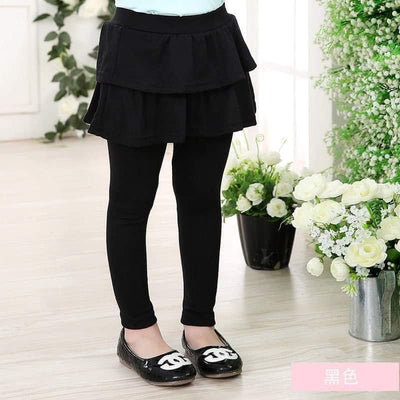 Black skirted ruffle leggings for girls